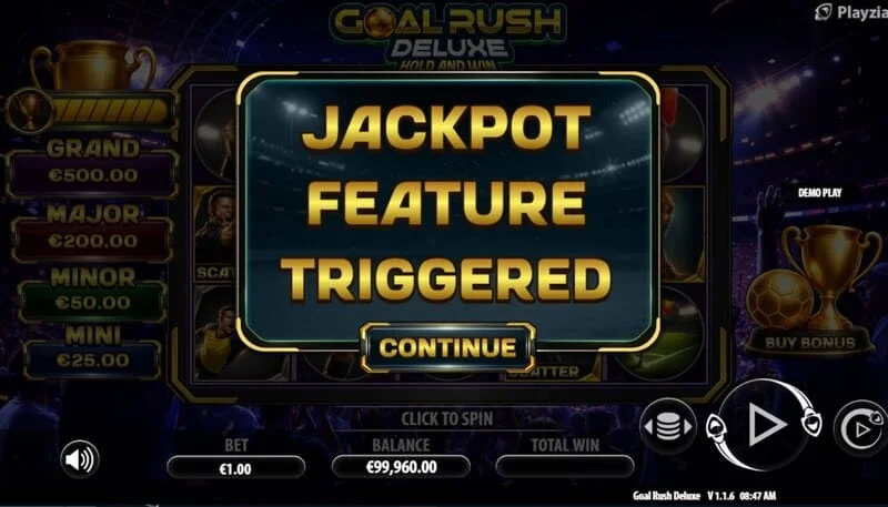 Goal Rush Deluxe - melancarkan Jackpot Hold and Win dengan bola bonus